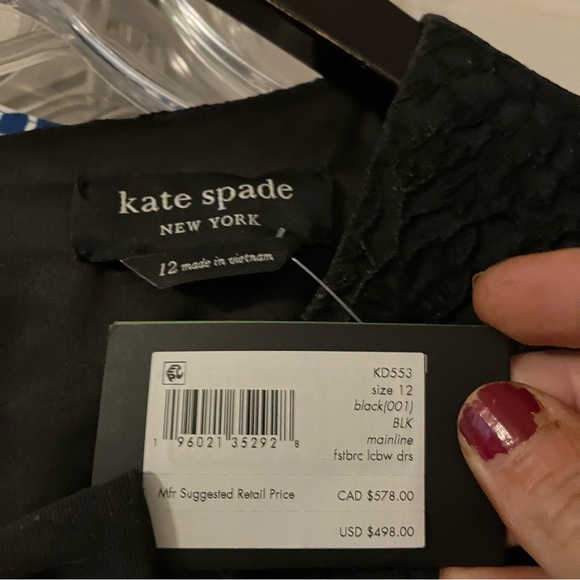 kate spade - $498 Black Sleeveless Lace Sheath Mini Dress w/ Bow Appliqués, 12 - Picture 7 of 15